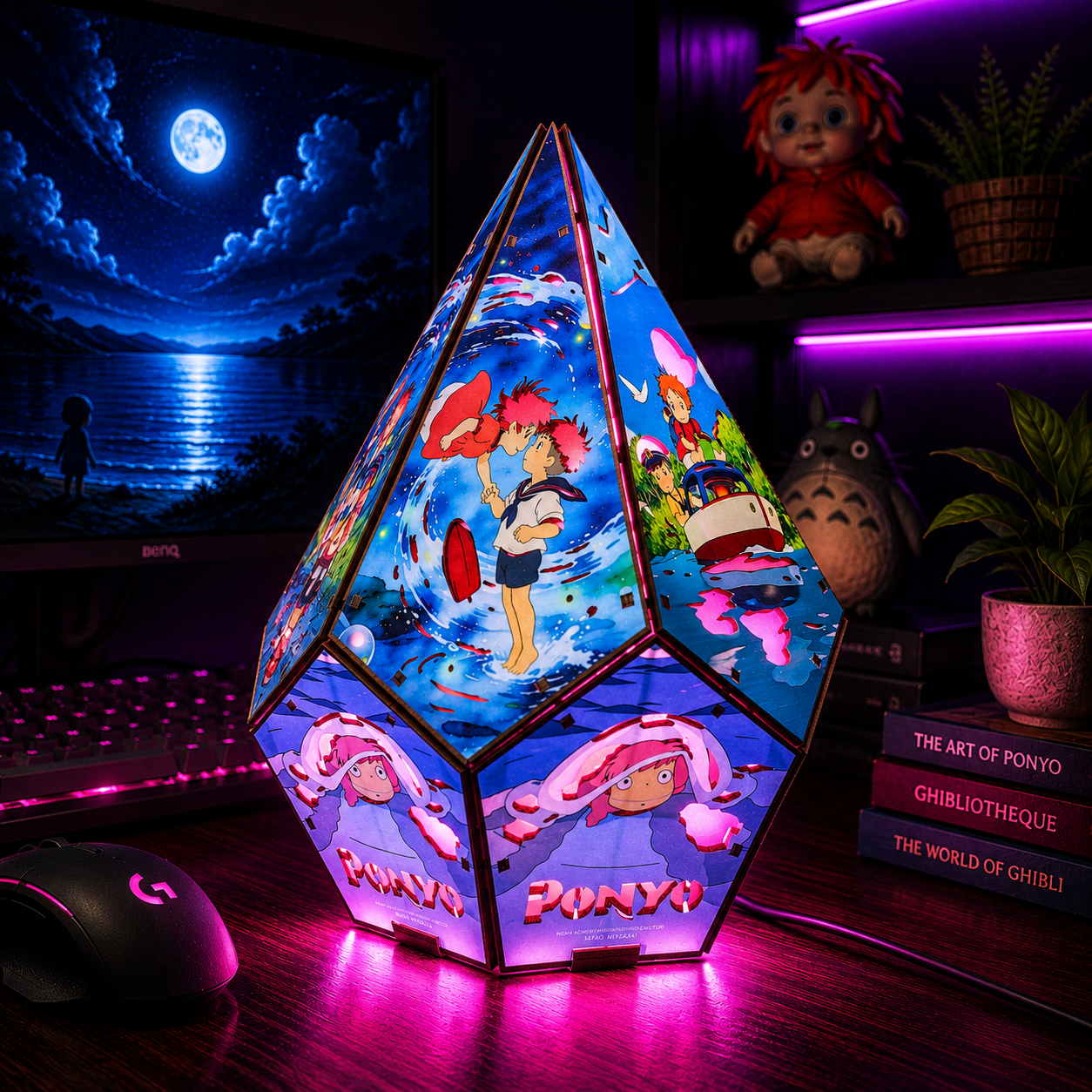 5-Sided PNO Wooden Anime Story Lamp | RGB Handmade Night Light
