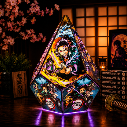 5-Sided DS Wooden Anime Story Lamp | RGB Handmade Night Light