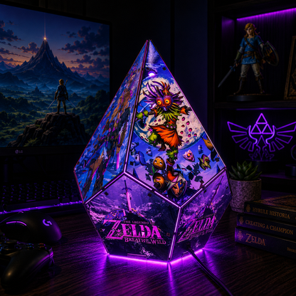 5-Sided TOTK Wooden Anime Story Lamp | RGB Handmade Night Light