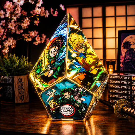 5-Sided DS Wooden Anime Story Lamp | RGB Handmade Night Light