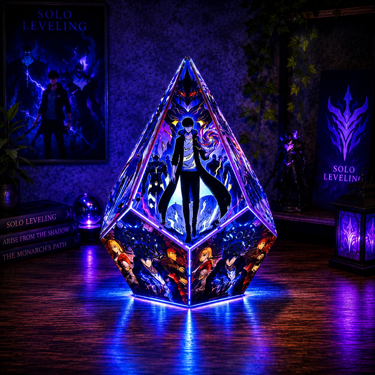 Shadow Monarch Inspired Wooden Anime Lamp