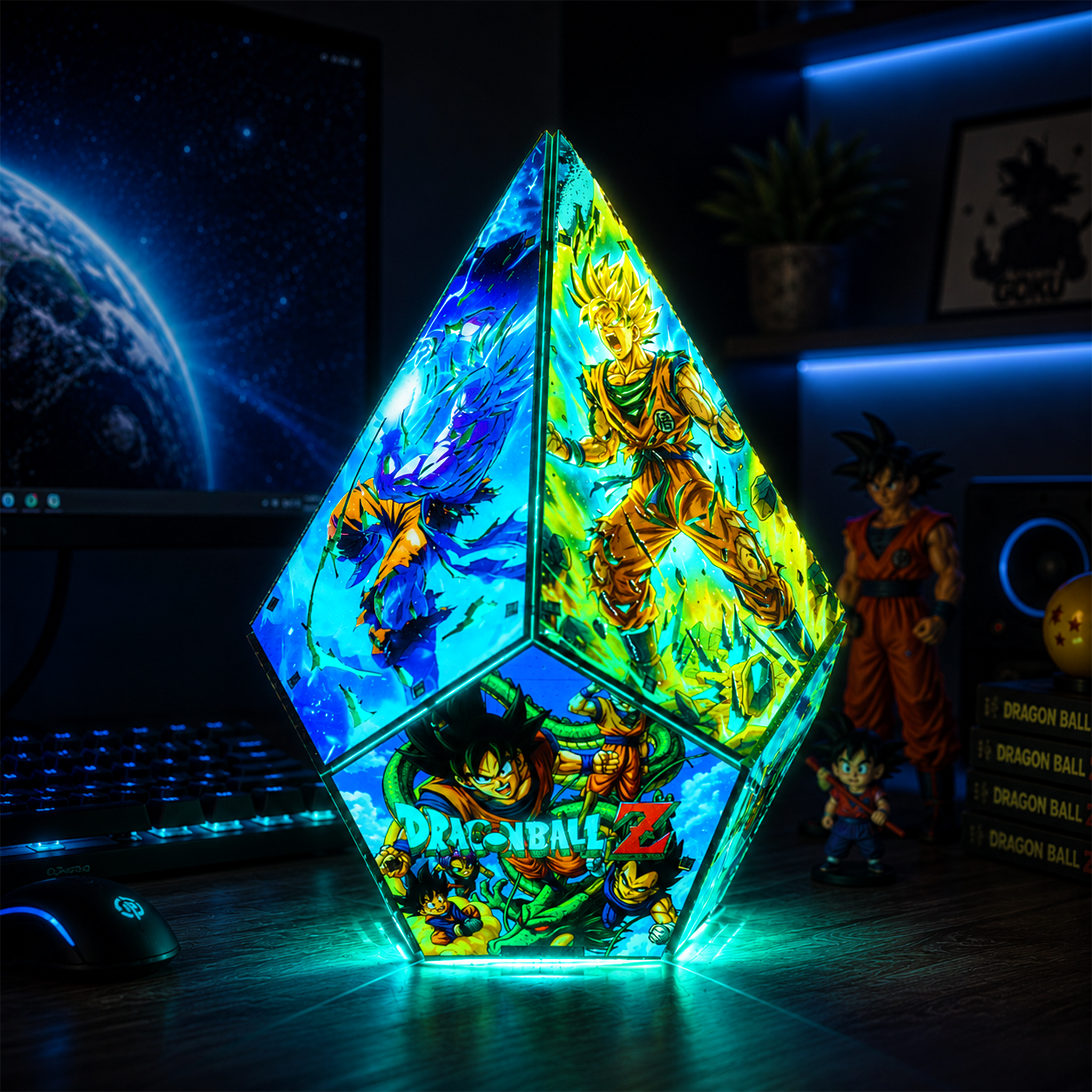 5-Sided DB Wooden Anime Story Lamp | RGB Handmade Night Light