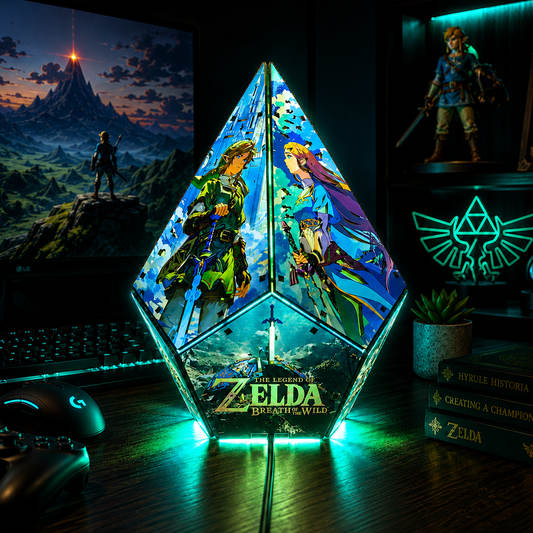 5-Sided TOTK Wooden Anime Story Lamp | RGB Handmade Night Light