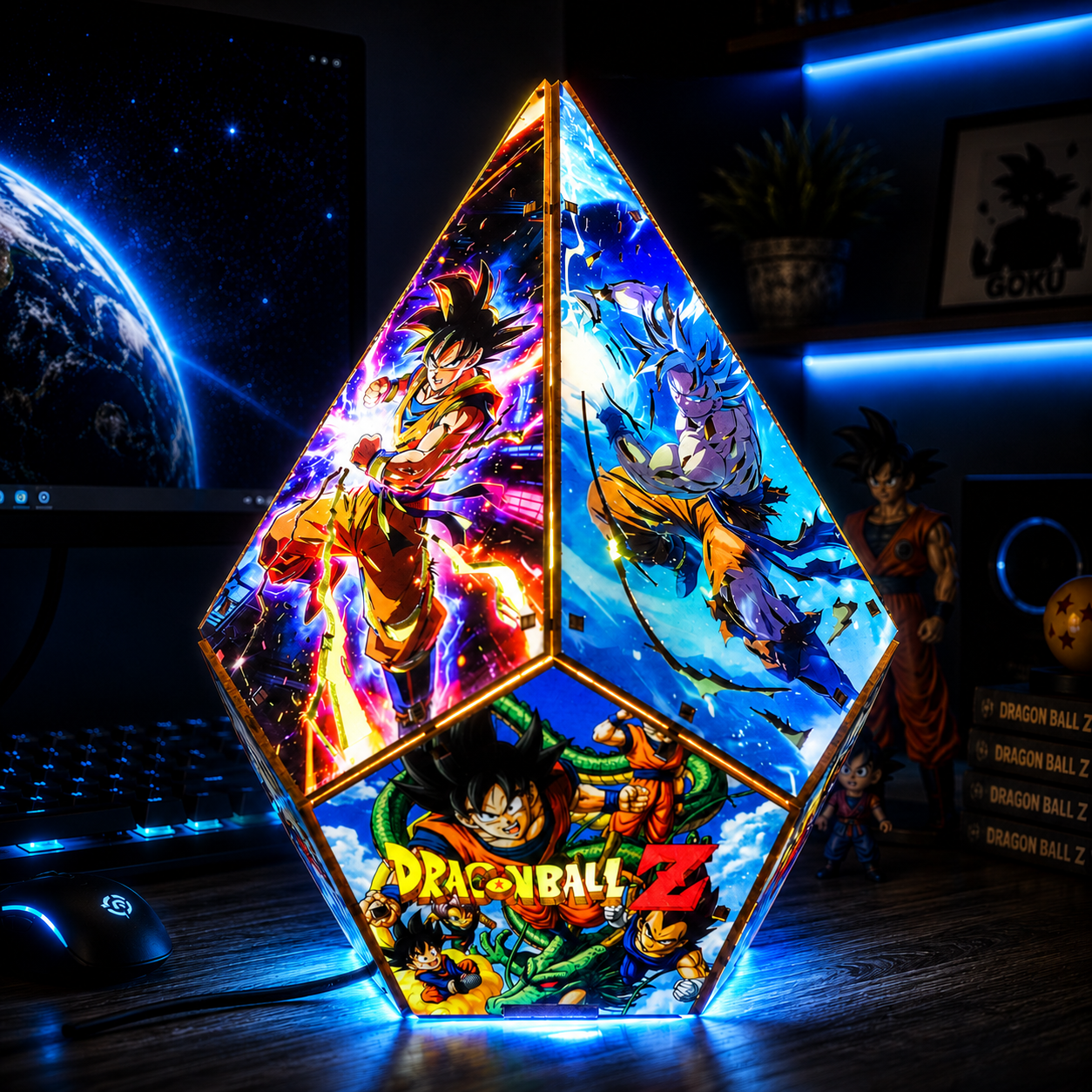 5-Sided DB Wooden Anime Story Lamp | RGB Handmade Night Light