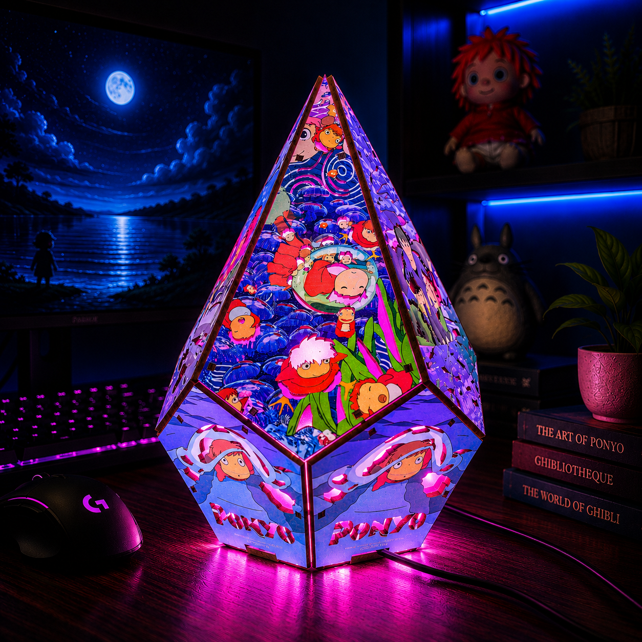 5-Sided PNO Wooden Anime Story Lamp | RGB Handmade Night Light
