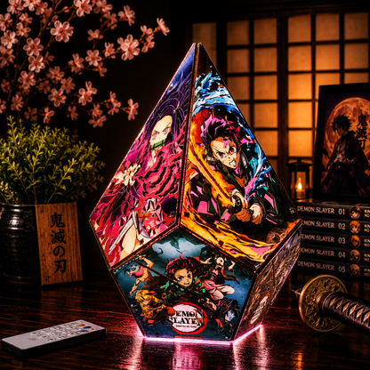 5-Sided DS Wooden Anime Story Lamp | RGB Handmade Night Light