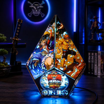5-Sided OP Wooden Anime Story Lamp | RGB Handmade Night Light