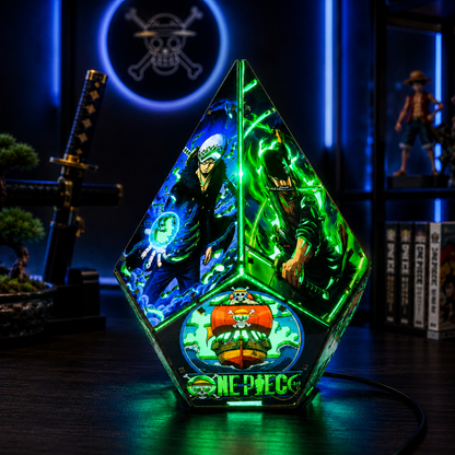 5-Sided OP Wooden Anime Story Lamp | RGB Handmade Night Light