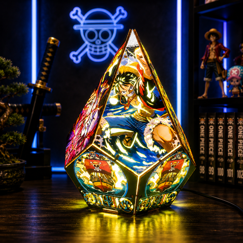 5-Sided OP Wooden Anime Story Lamp | RGB Handmade Night Light