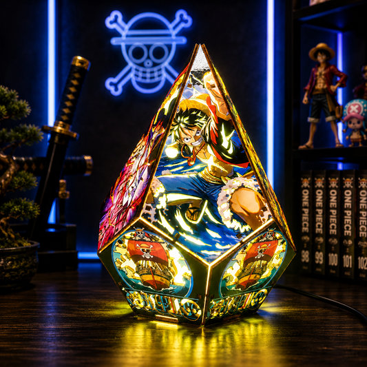 5-Sided OP Wooden Anime Story Lamp | RGB Handmade Night Light