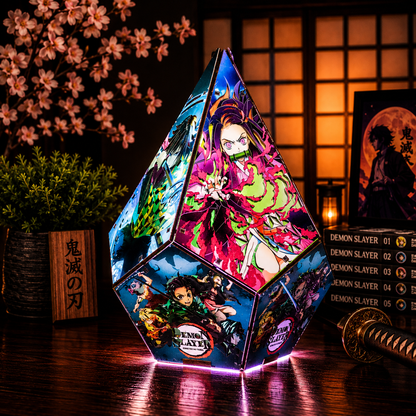 5-Sided DS Wooden Anime Story Lamp | RGB Handmade Night Light