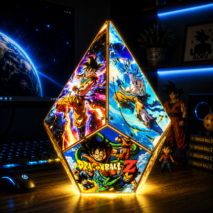 5-Sided DB Wooden Anime Story Lamp | RGB Handmade Night Light