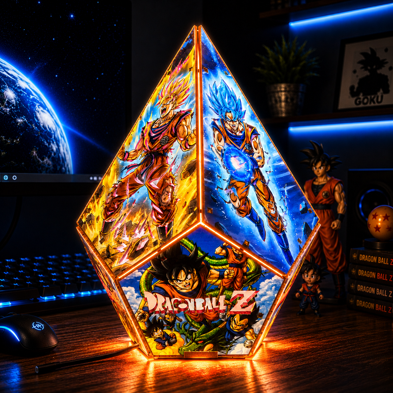 5-Sided DB Wooden Anime Story Lamp | RGB Handmade Night Light