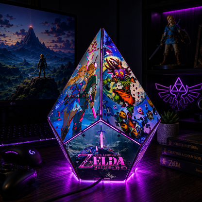 5-Sided TOTK Wooden Anime Story Lamp | RGB Handmade Night Light