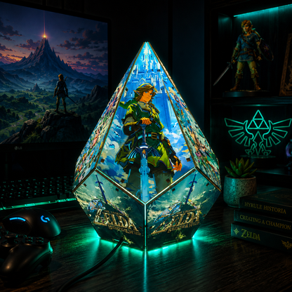 5-Sided TOTK Wooden Anime Story Lamp | RGB Handmade Night Light